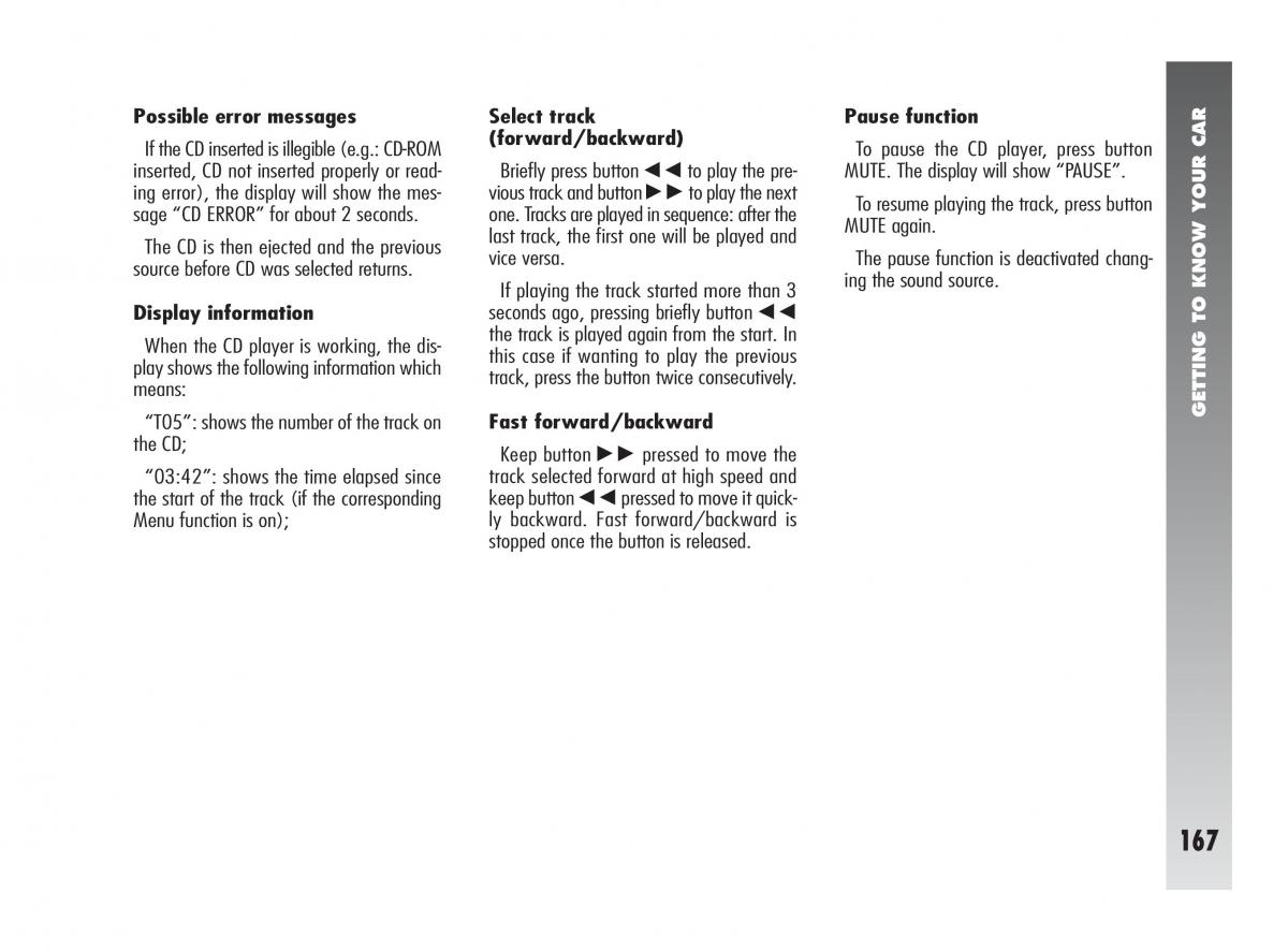 instrukcja obsługi Alfa Romeo 147 Alfa Romeo 147 owners manual / page 168
