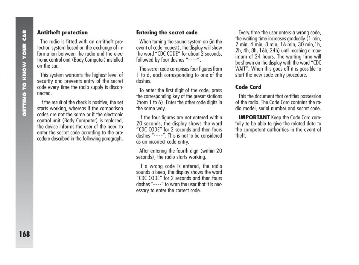 instrukcja obsługi Alfa Romeo 147 Alfa Romeo 147 owners manual / page 169
