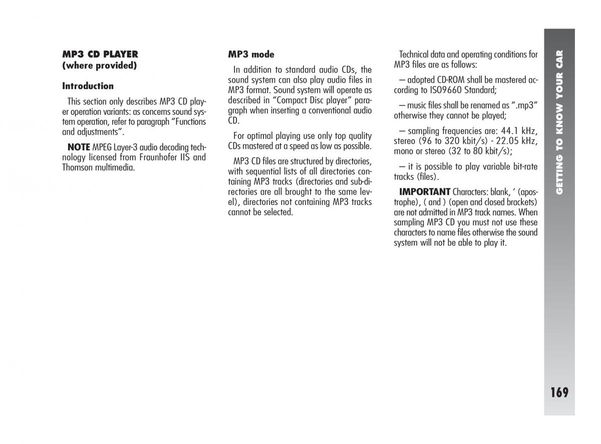 instrukcja obsługi Alfa Romeo 147 Alfa Romeo 147 owners manual / page 170