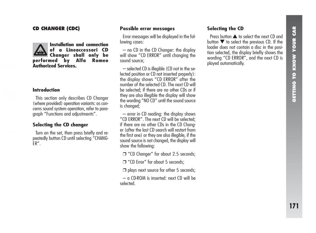 instrukcja obsługi Alfa Romeo 147 Alfa Romeo 147 owners manual / page 172