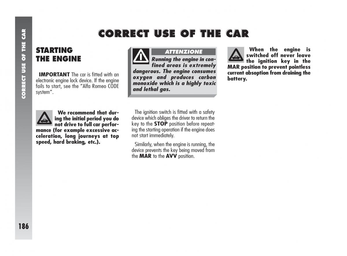 instrukcja obsługi Alfa Romeo 147 Alfa Romeo 147 owners manual / page 187