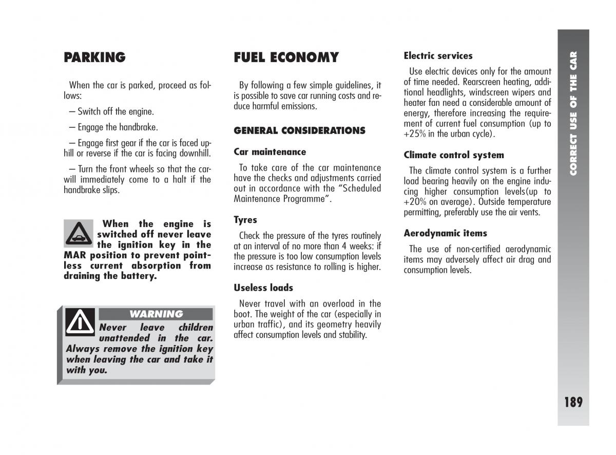 instrukcja obsługi Alfa Romeo 147 Alfa Romeo 147 owners manual / page 190
