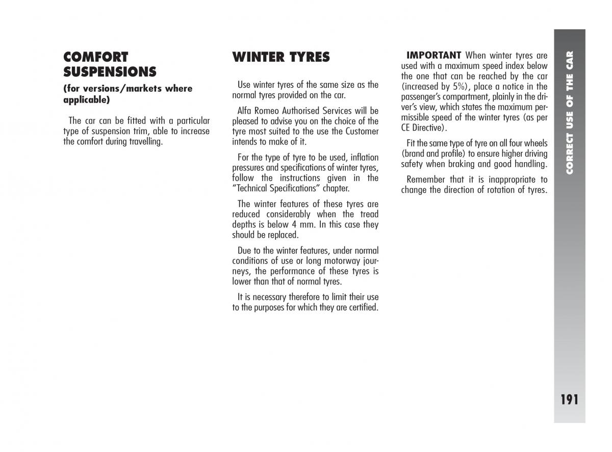 instrukcja obsługi Alfa Romeo 147 Alfa Romeo 147 owners manual / page 192