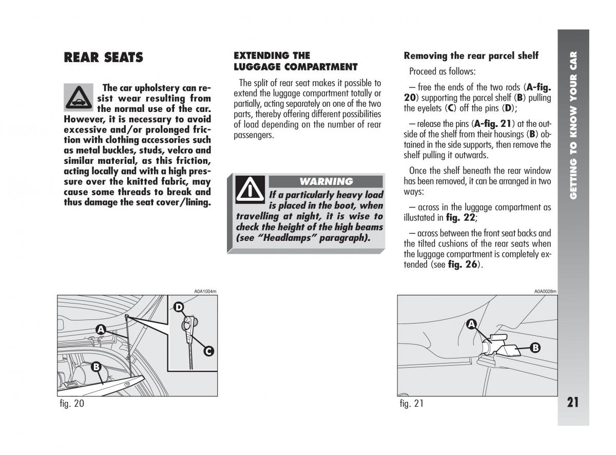 Alfa Romeo 147 owners manual / page 22