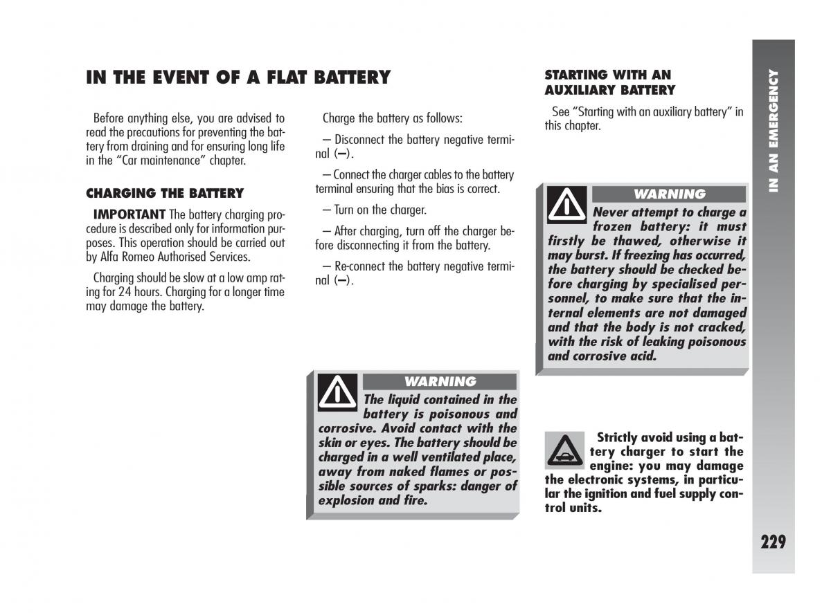 Alfa Romeo 147 owners manual / page 230