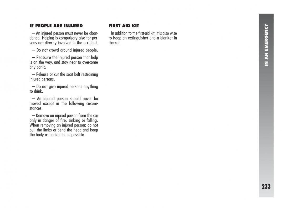 Alfa Romeo 147 owners manual / page 234