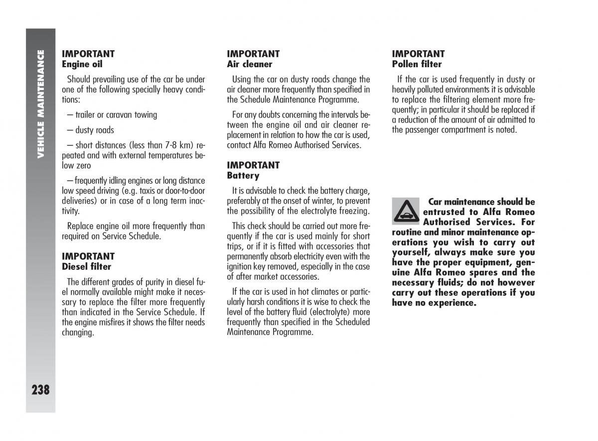 Alfa Romeo 147 owners manual / page 239
