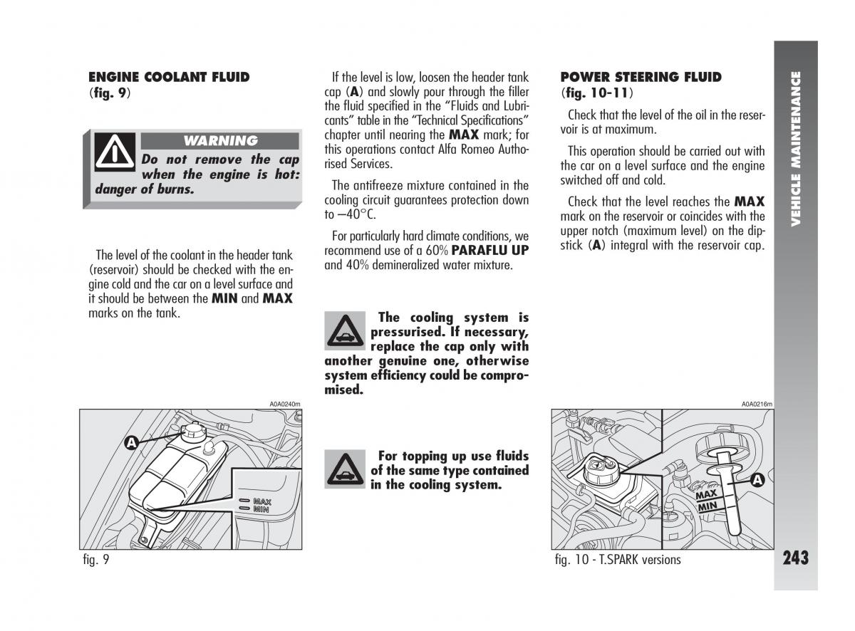 Alfa Romeo 147 owners manual / page 244