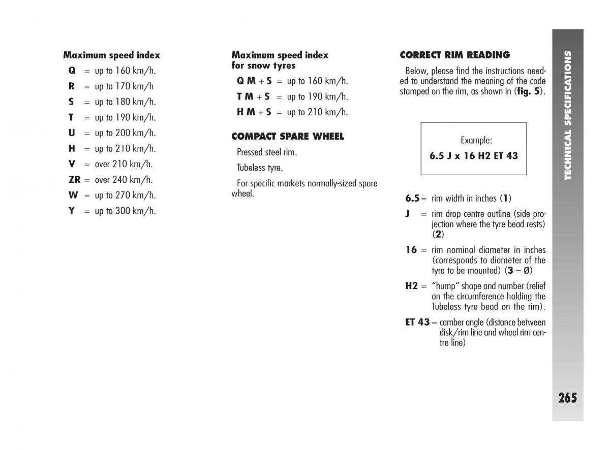 Alfa Romeo 147 owners manual / page 266