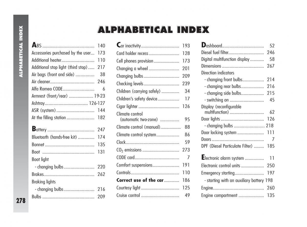 Alfa Romeo 147 owners manual / page 279