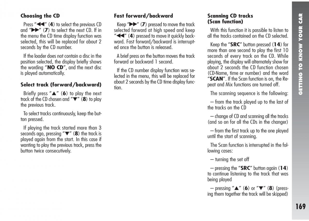 Alfa Romeo 147 GTA owners manual / page 170