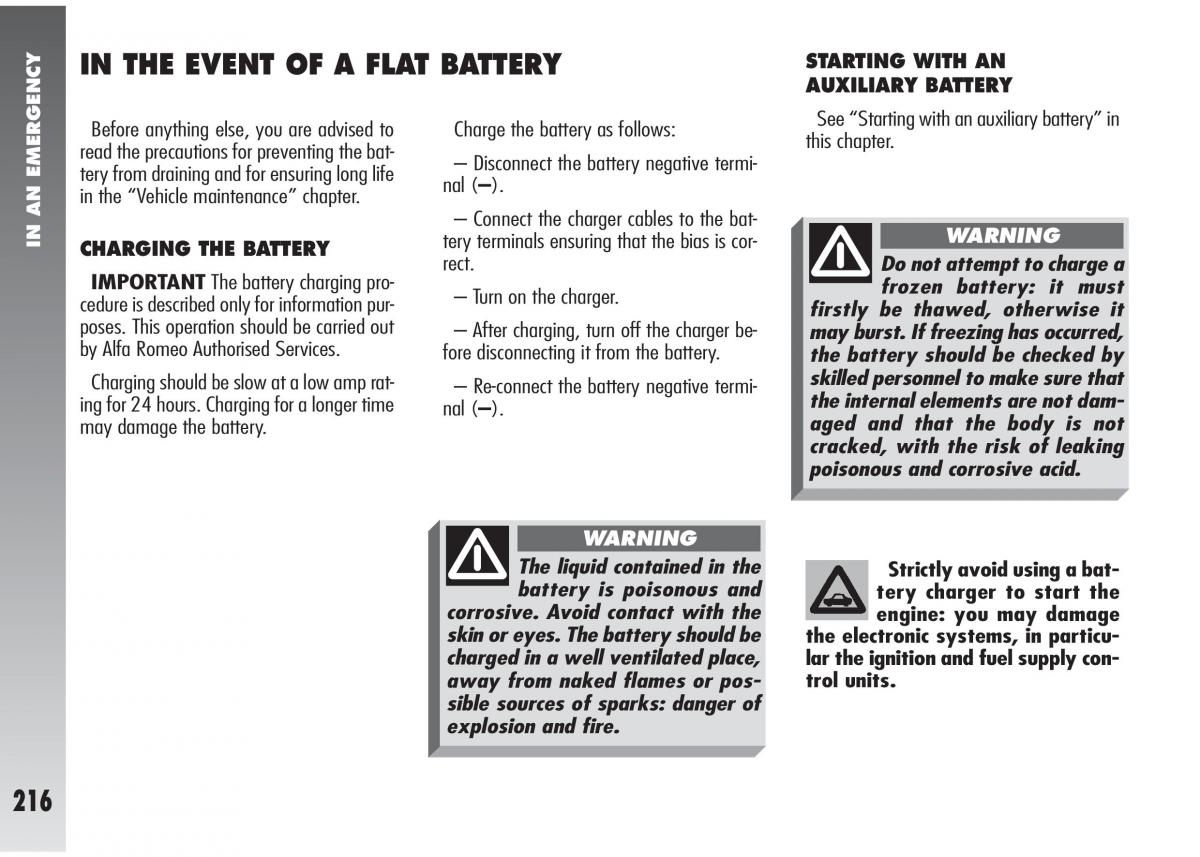 Alfa Romeo 147 GTA owners manual / page 217