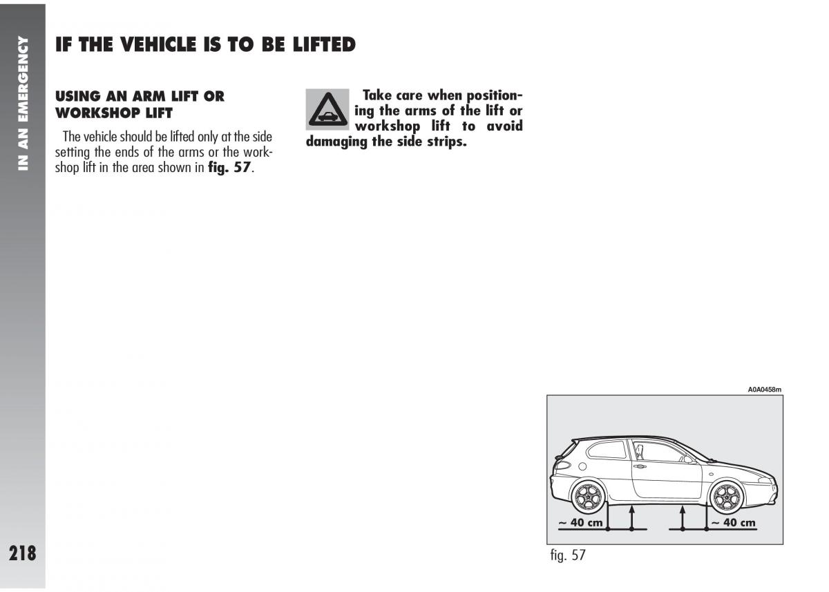 Alfa Romeo 147 GTA owners manual / page 219