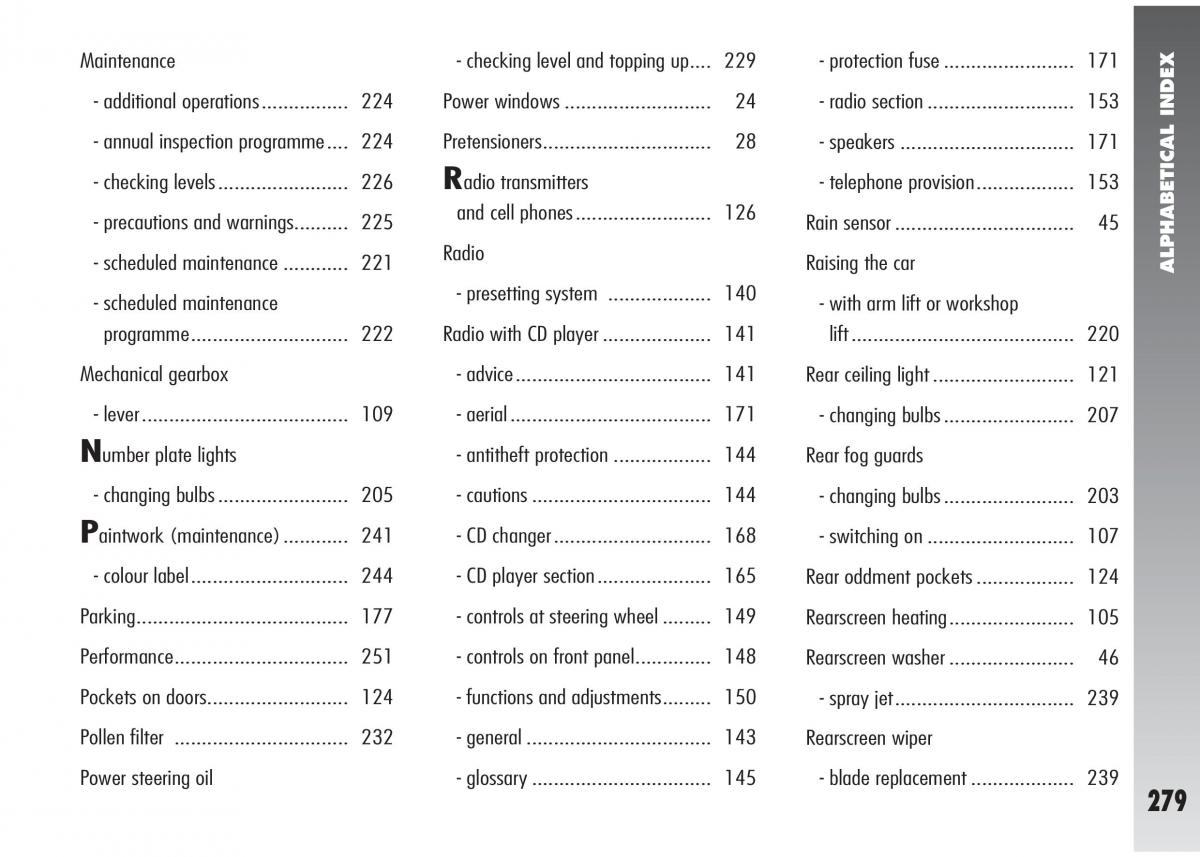 manual  Alfa Romeo 147 GTA owners manual / page 280