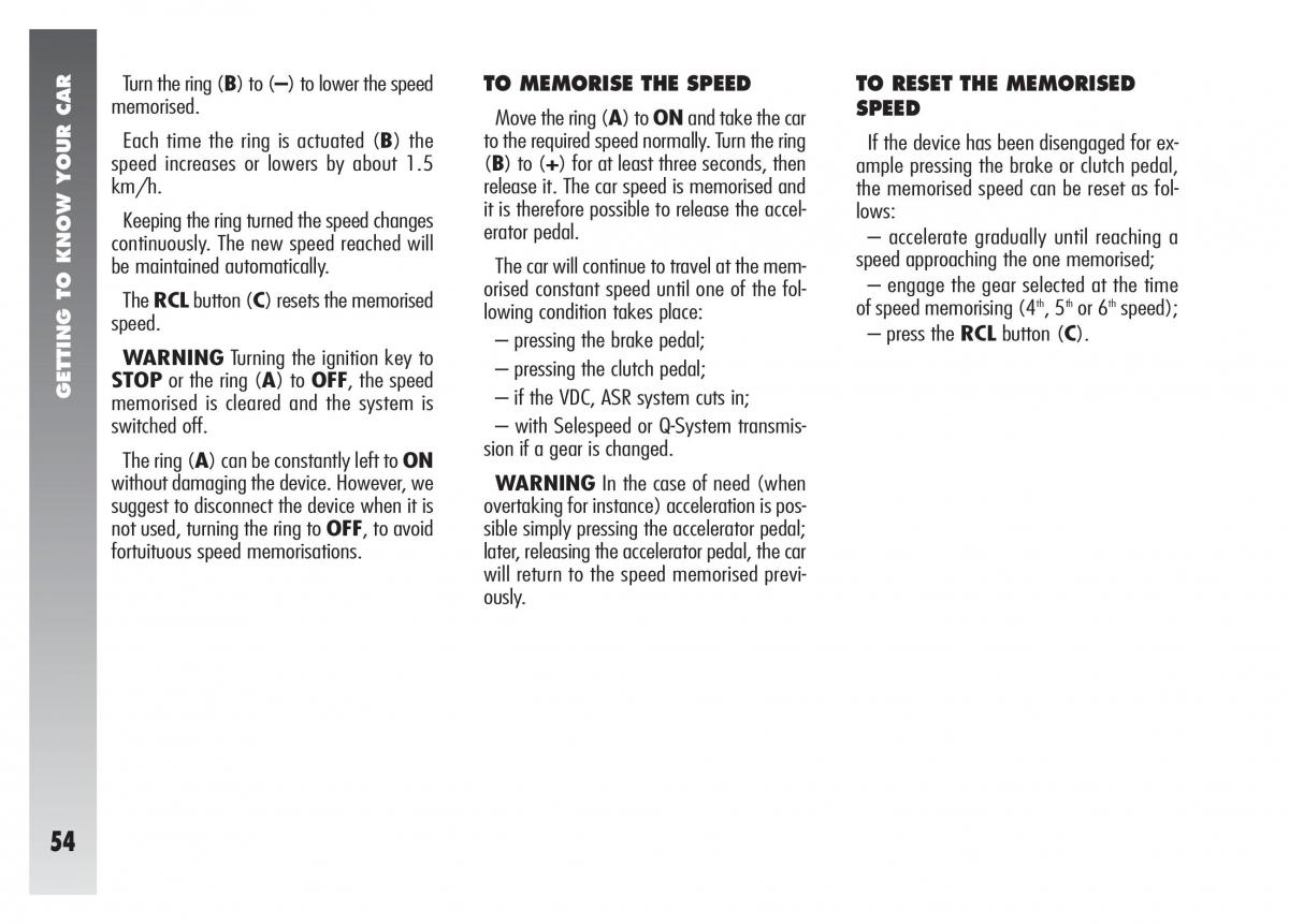 Alfa Romeo 156 owners manual / page 55