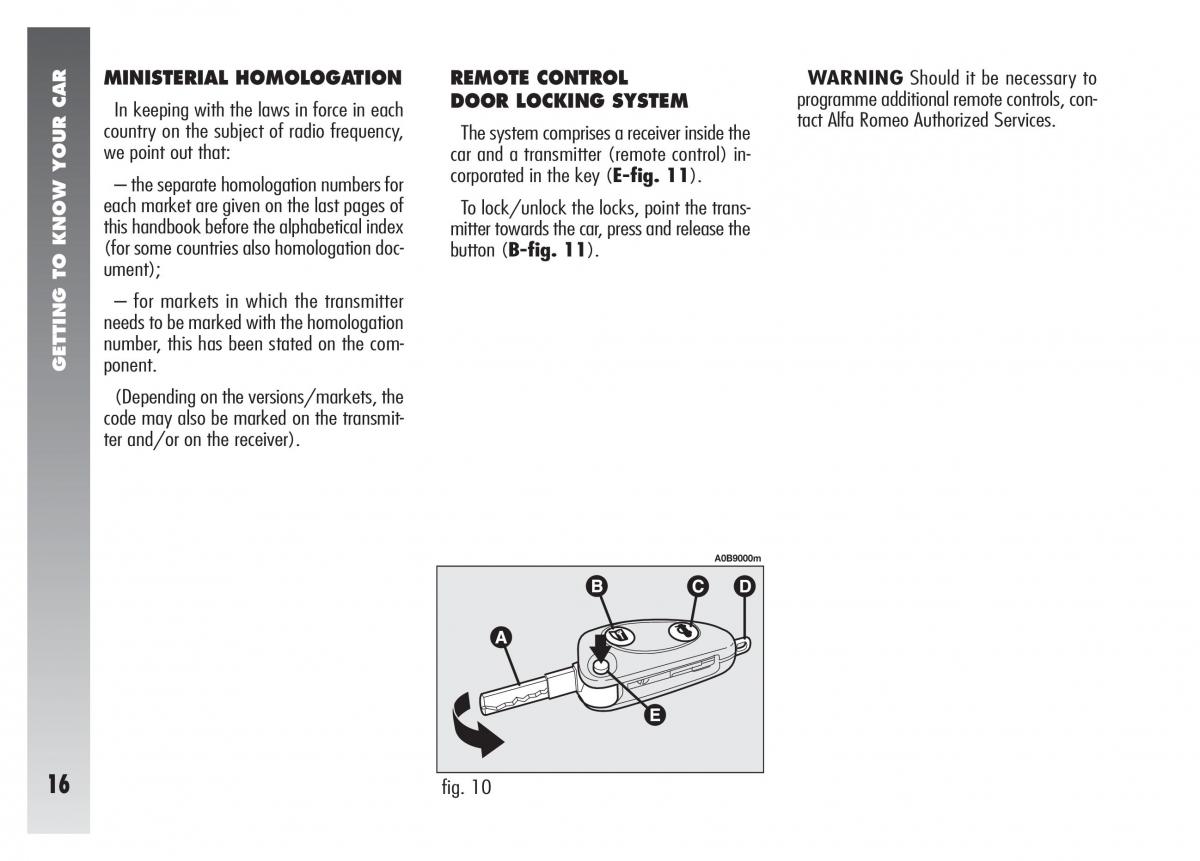 Alfa Romeo 156 owners manual / page 17