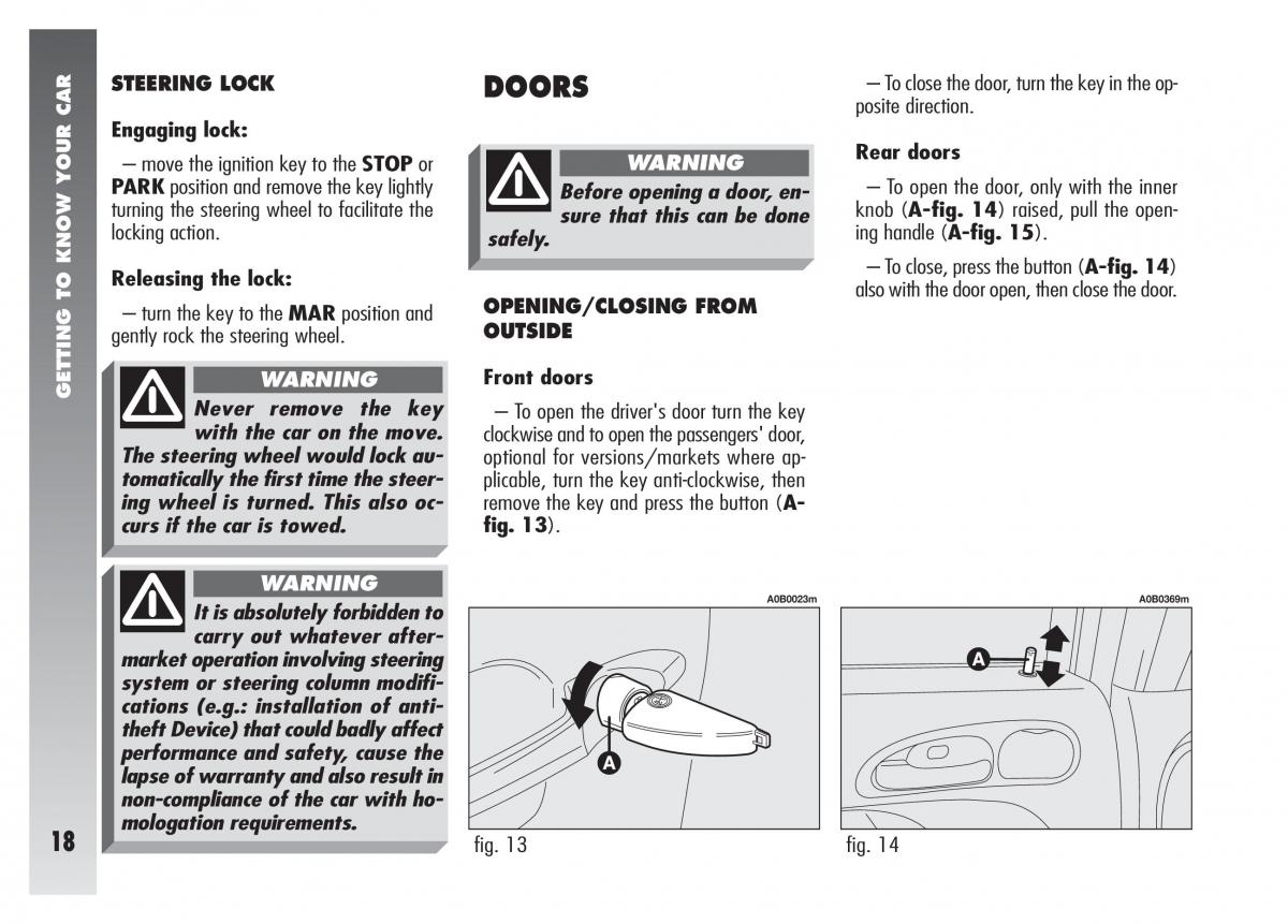 Alfa Romeo 156 owners manual / page 19