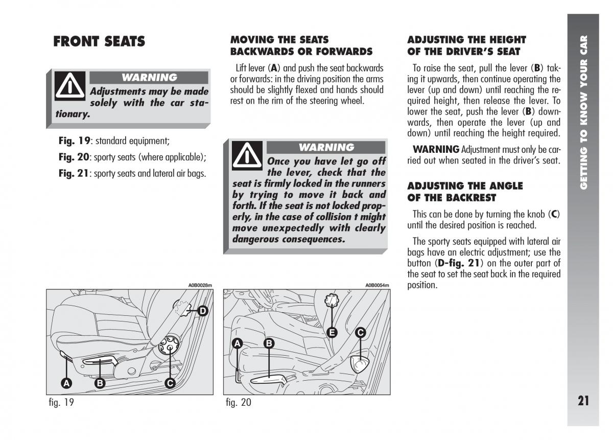 Alfa Romeo 156 owners manual / page 22