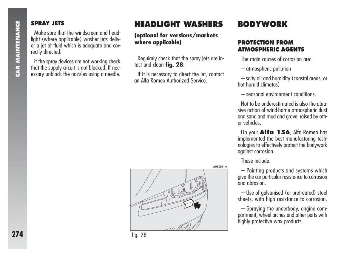 Alfa Romeo 156 owners manual / page 275
