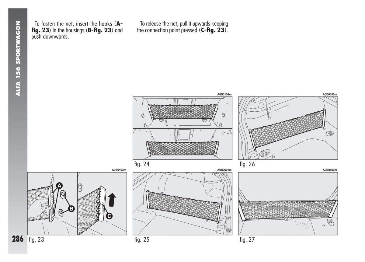 Alfa Romeo 156 owners manual / page 287