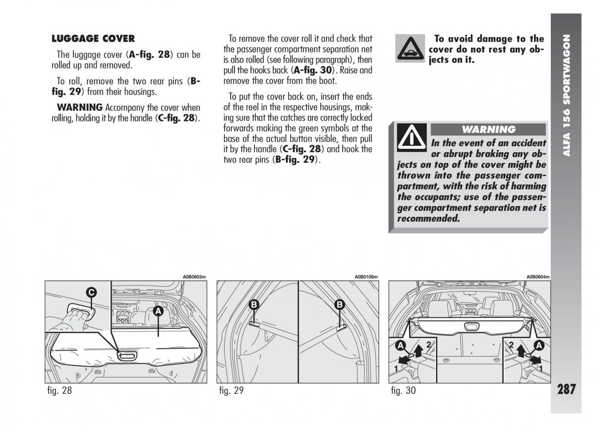 Alfa Romeo 156 owners manual / page 288