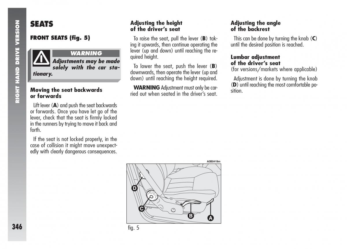 Alfa Romeo 156 owners manual / page 347