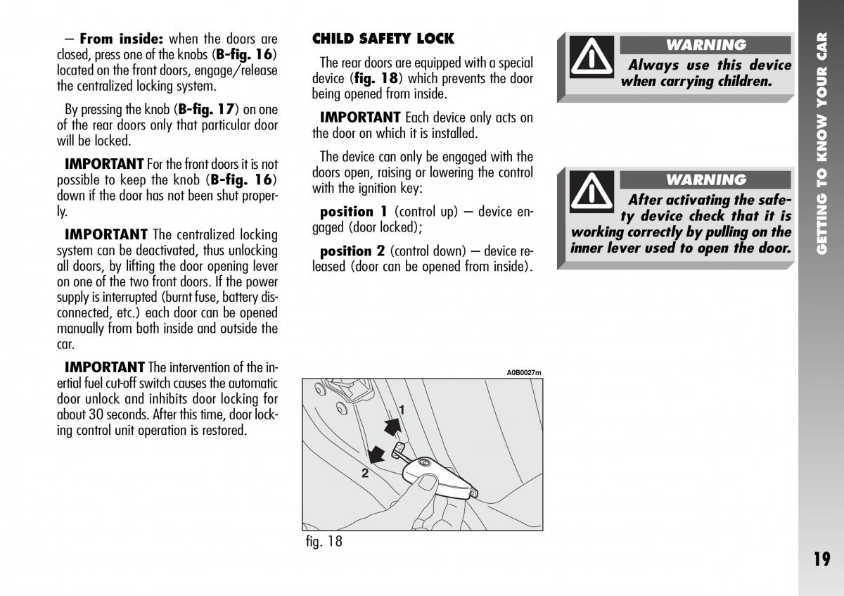 Alfa Romeo 156 GTA owners manual / page 20