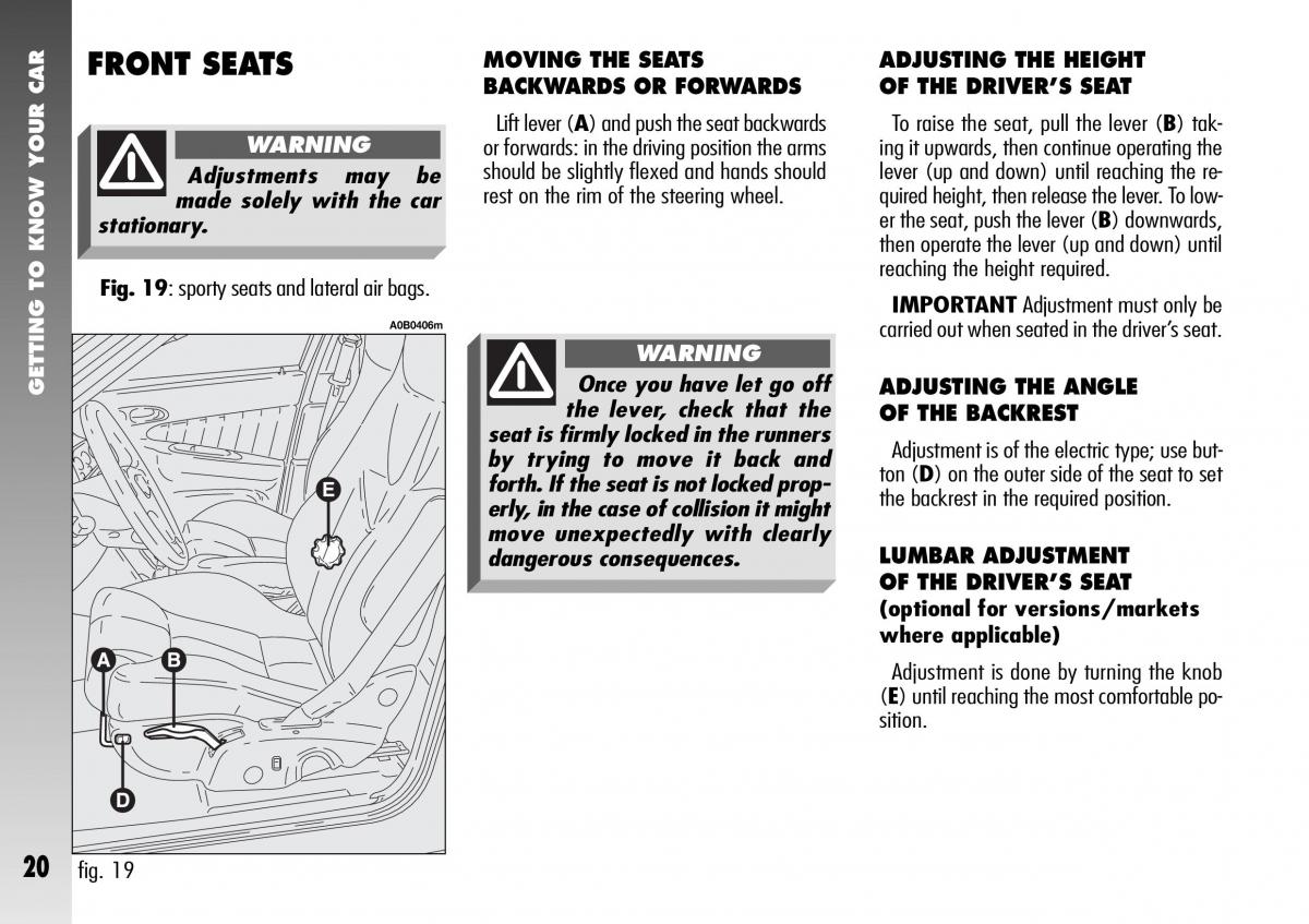 manual  Alfa Romeo 156 GTA owners manual / page 21