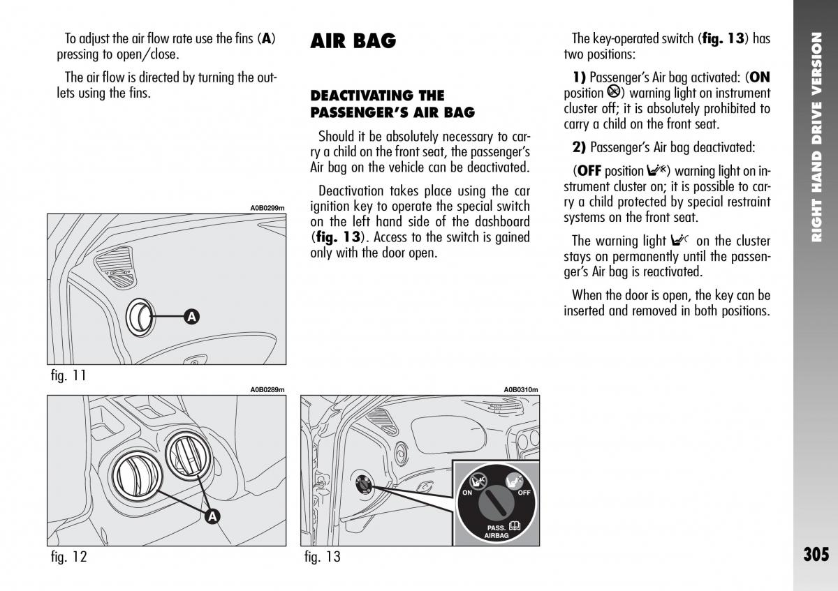 Alfa Romeo 156 GTA owners manual / page 306