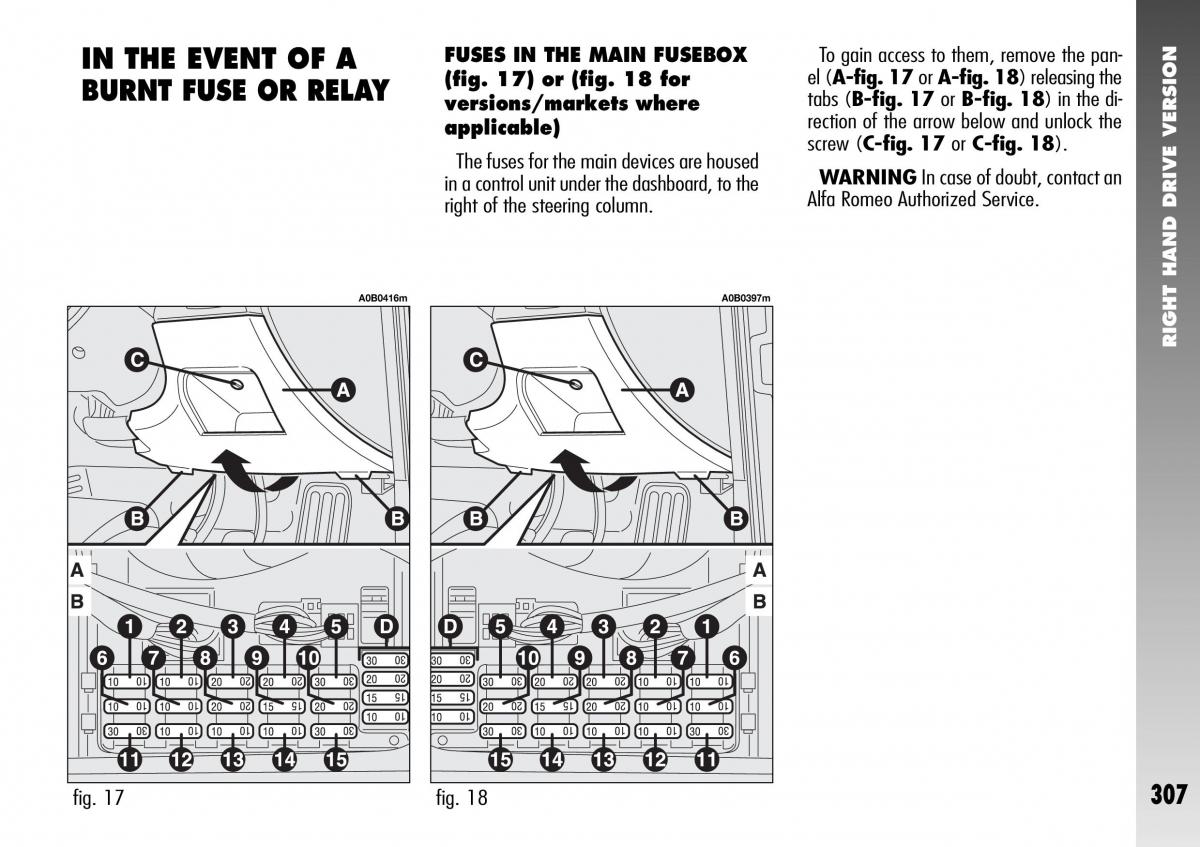 Alfa Romeo 156 GTA owners manual / page 308