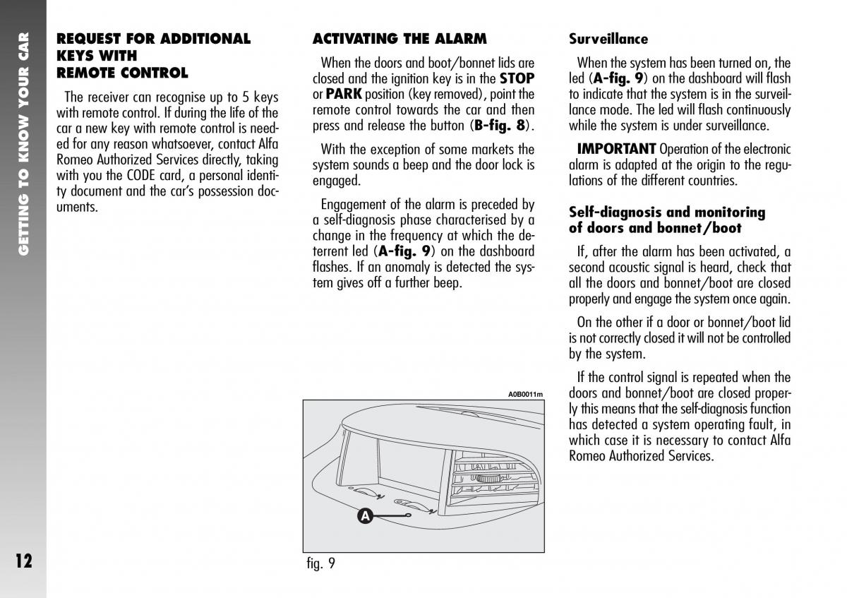 Alfa Romeo 156 GTA owners manual / page 13