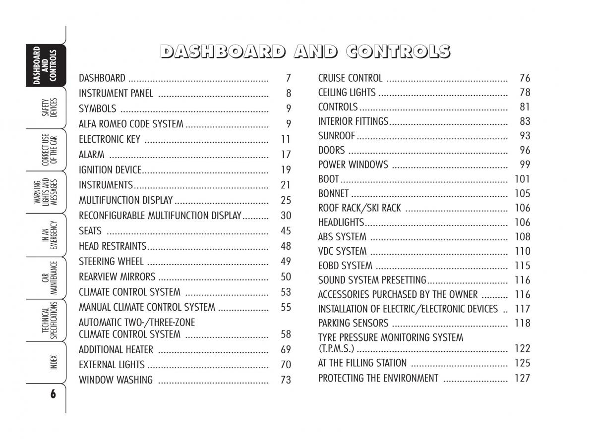 manual  Alfa Romeo 159 owners manual / page 7