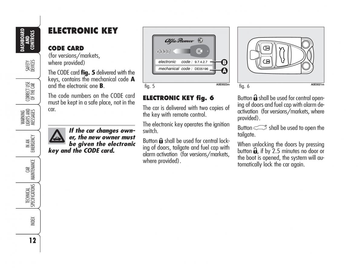 manual  Alfa Romeo 159 owners manual / page 13