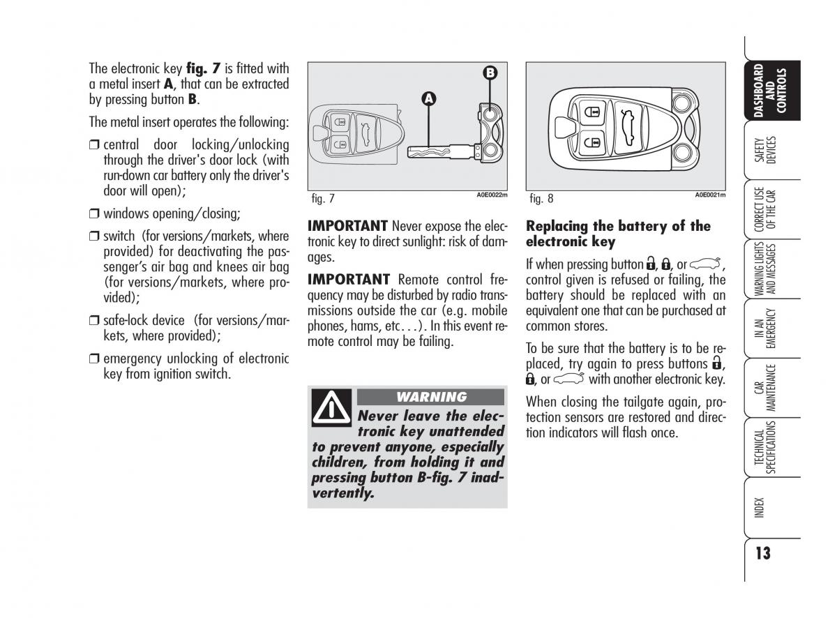 manual  Alfa Romeo 159 owners manual / page 14