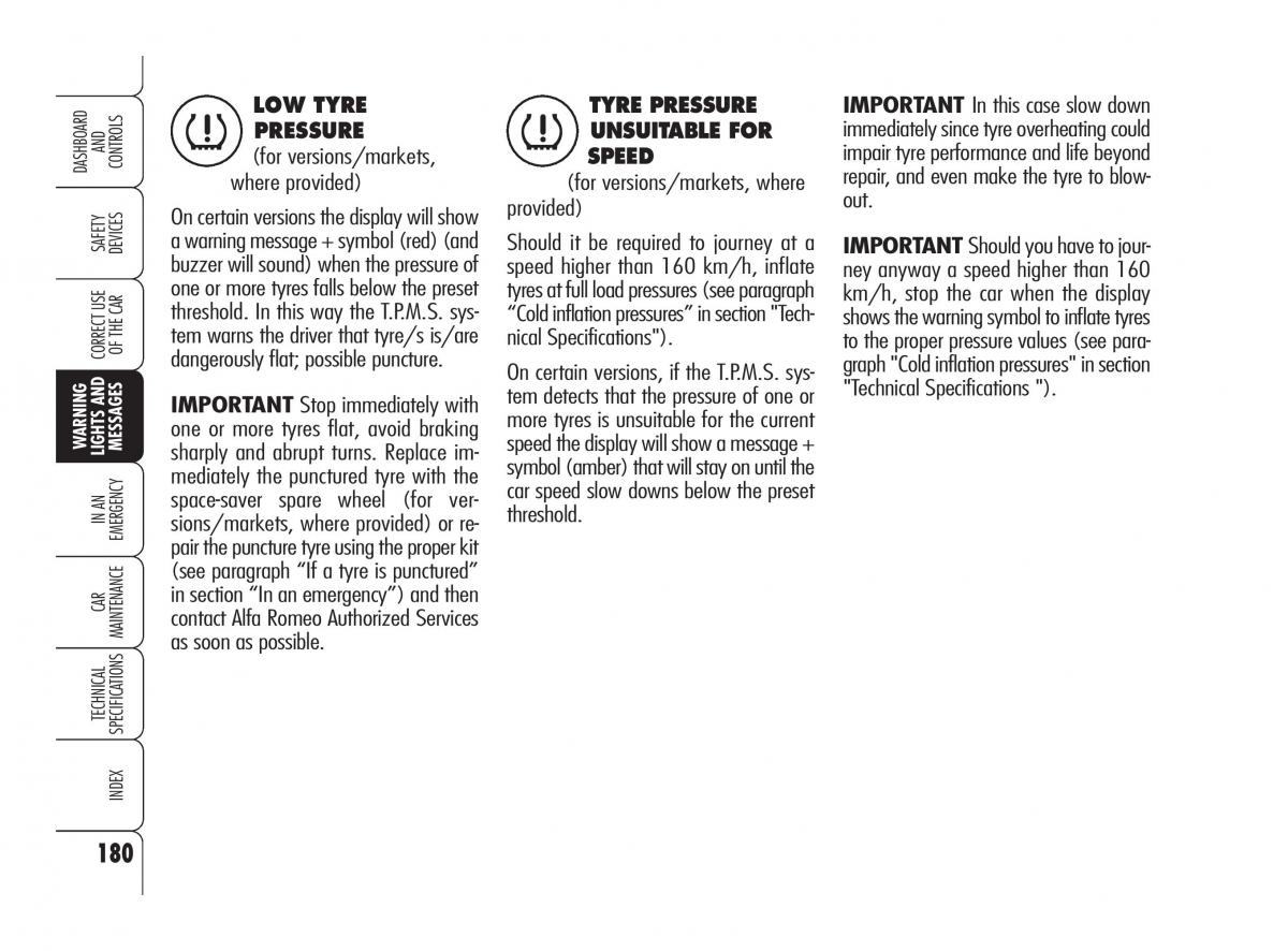 Alfa Romeo 159 owners manual / page 181