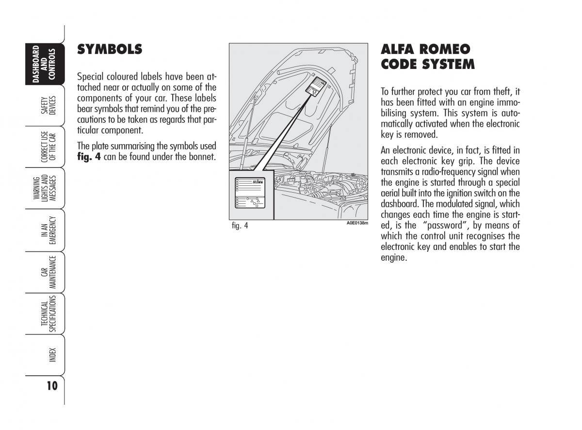 Alfa Romeo 159 owners manual / page 11
