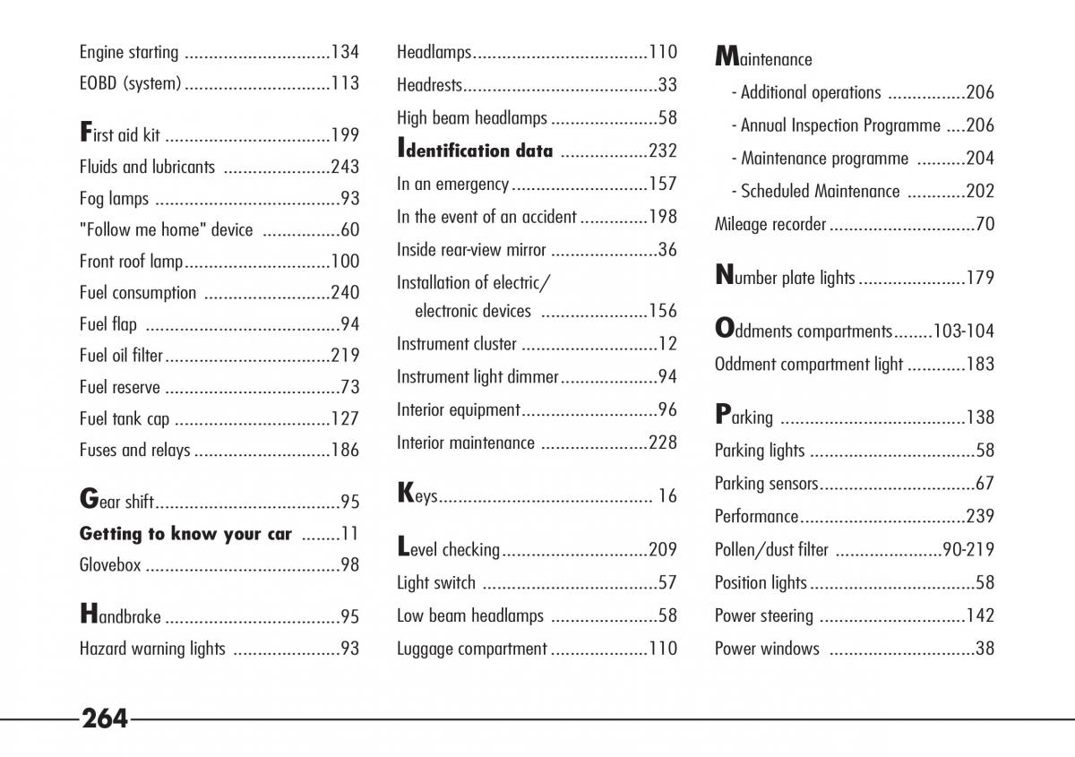 Alfa Romeo 166 owners manual / page 265