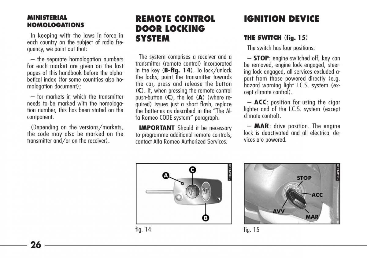 Alfa Romeo 166 owners manual / page 27