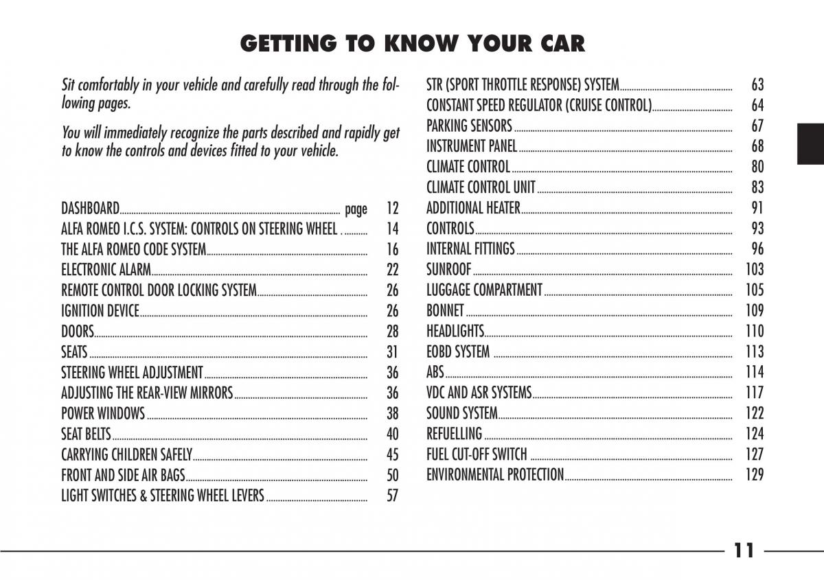Alfa Romeo 166 owners manual / page 12