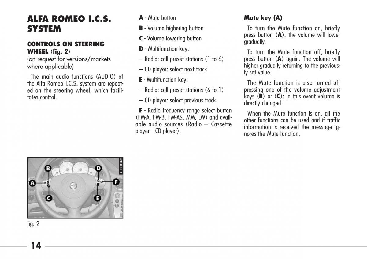 Alfa Romeo 166 owners manual / page 15