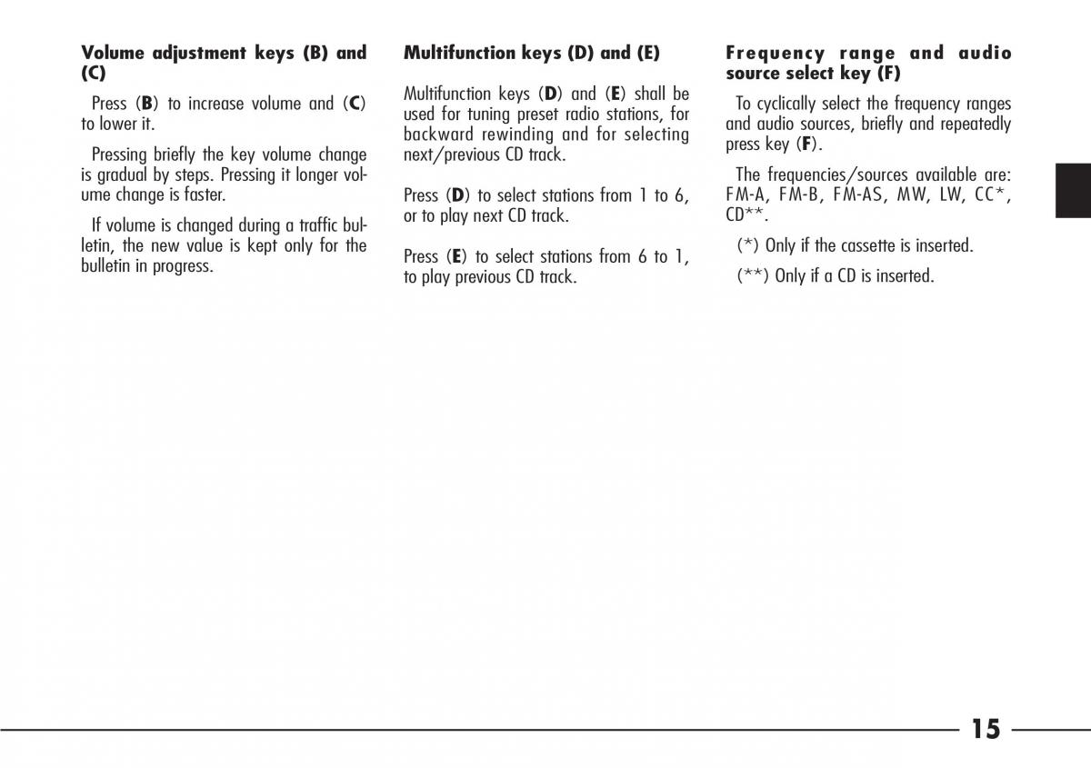 Alfa Romeo 166 owners manual / page 16