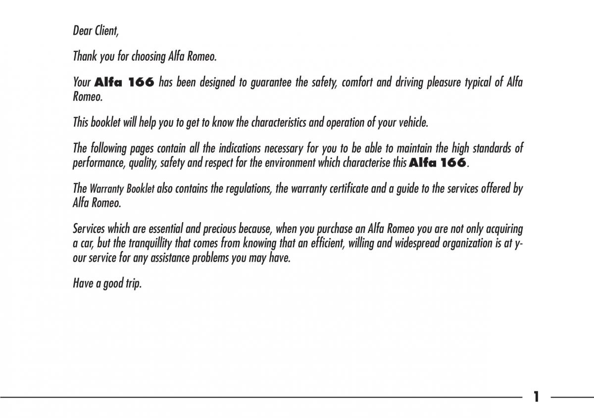Alfa Romeo 166 owners manual / page 2