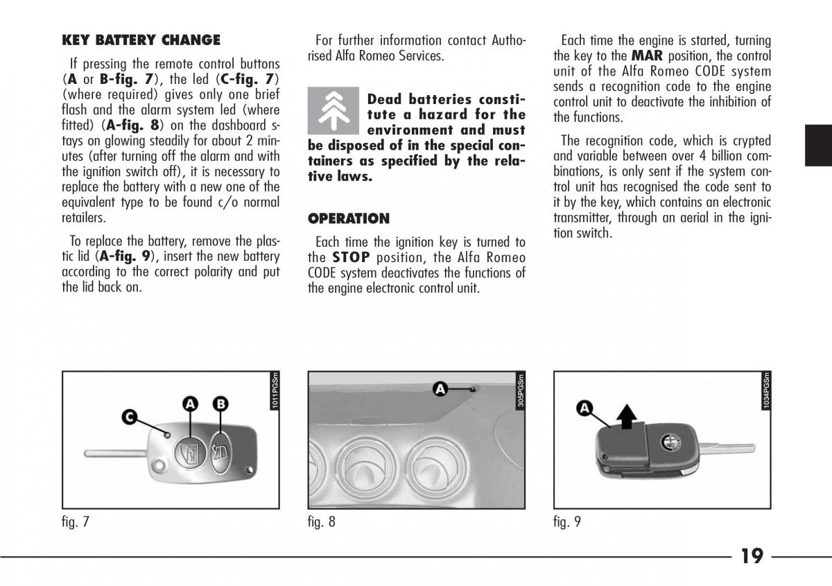 Alfa Romeo 166 owners manual / page 20