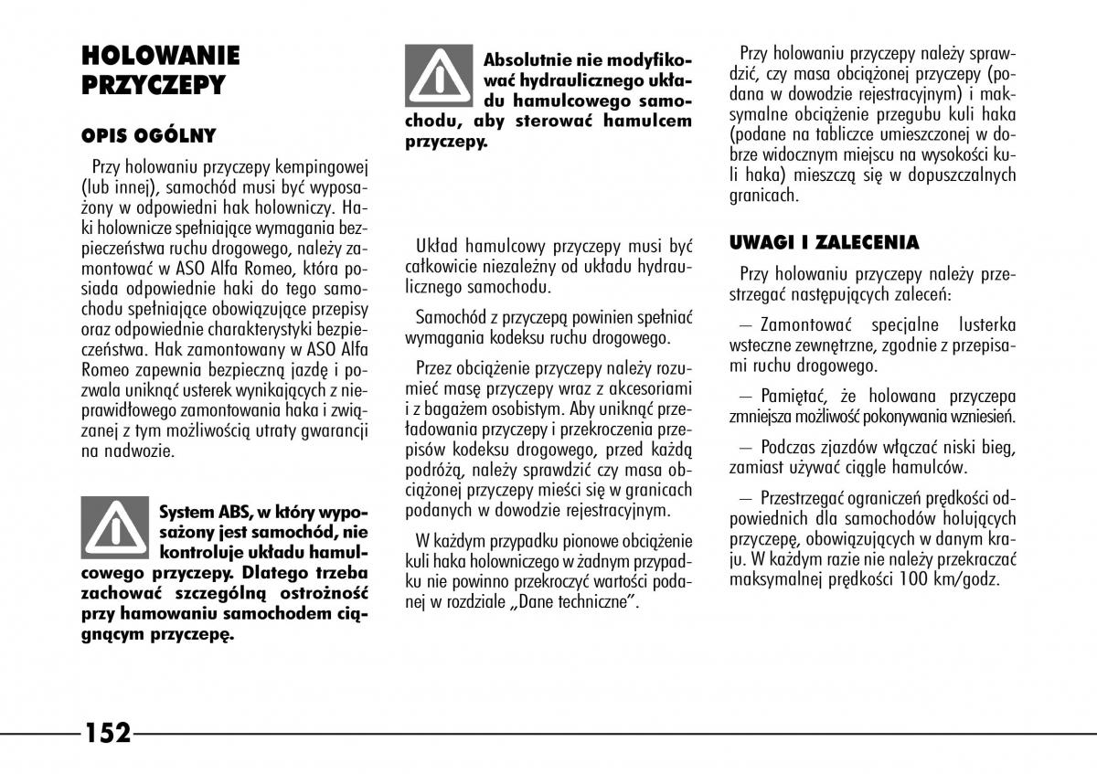 Alfa Romeo 166 instrukcja obslugi / page 153