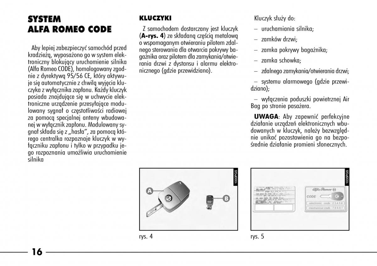 manual  Alfa Romeo 166 instrukcja / page 17
