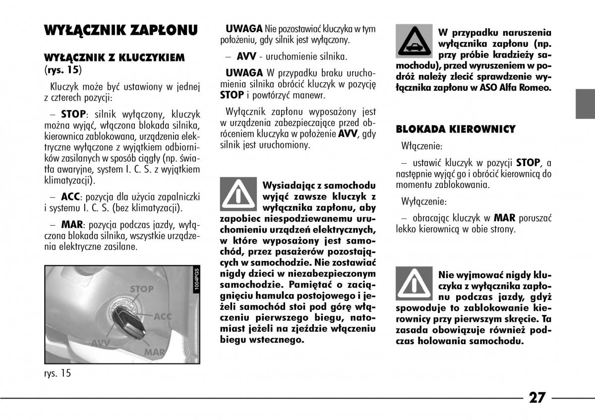 Alfa Romeo 166 instrukcja obslugi / page 28