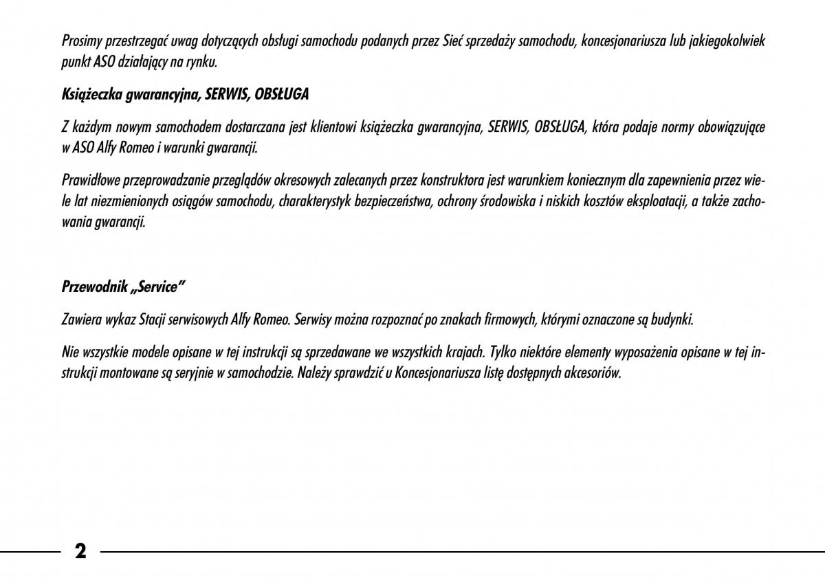 manual  Alfa Romeo 166 instrukcja / page 3