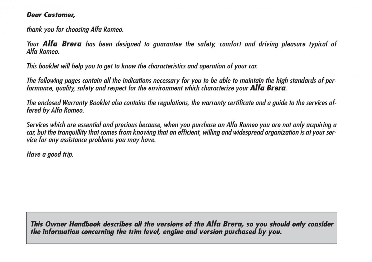 Alfa Romeo Brara Spider owners manual / page 2