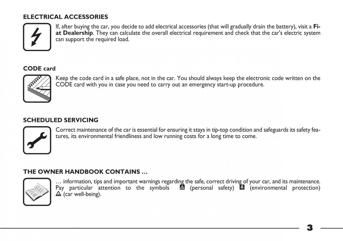 Fiat Barchetta owners manual / page 4