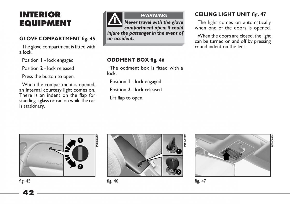 Fiat Barchetta owners manual / page 43